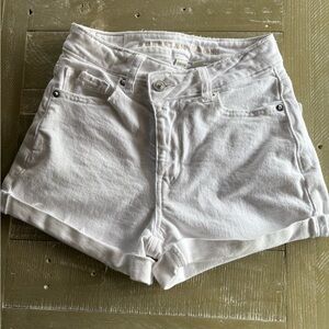 American Eagle Outfitters White Jean Shorts High-Waisted Cuffed